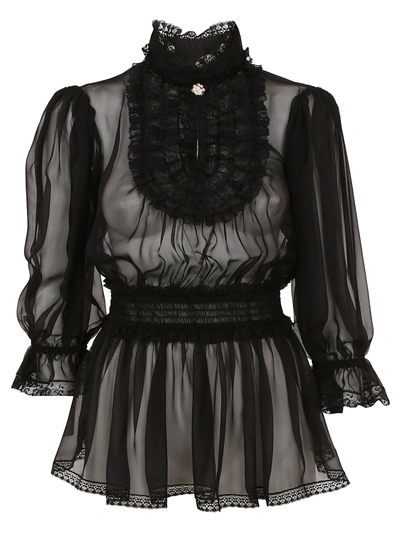 Shop Dolce & Gabbana Chiffon Blouse In Black