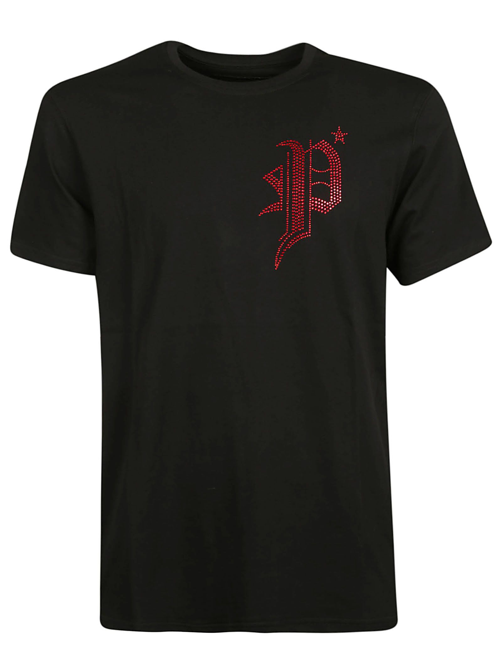 Philipp Plein Embellished T-shirt In Black/red | ModeSens