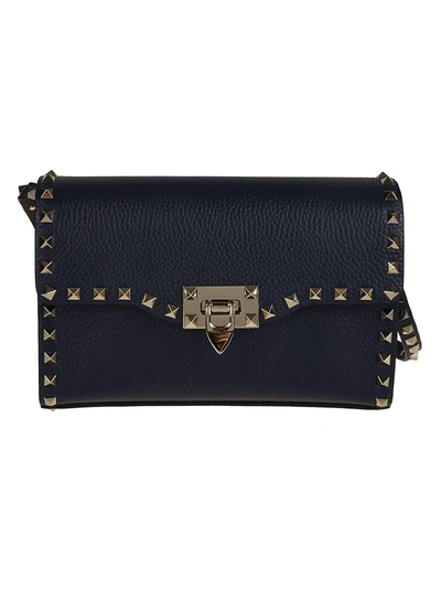 Shop Valentino Small Rockstud Shoulder Bag In Blue