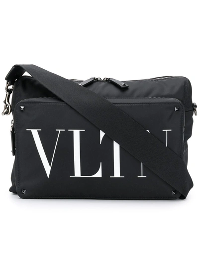 Shop Valentino Vltn Shoulder Bag In Ni Black/white