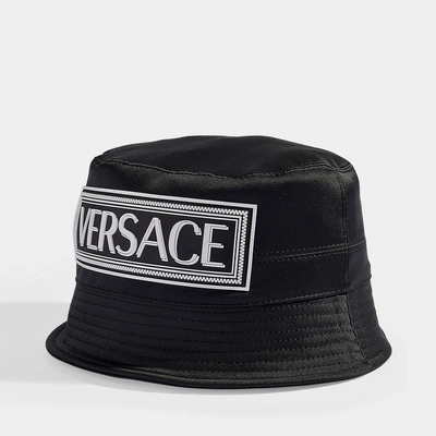 Shop Versace | Logo Bucket Hat In Black Cotton