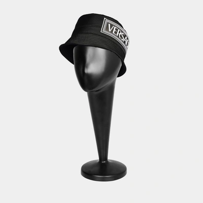 Shop Versace | Logo Bucket Hat In Black Cotton