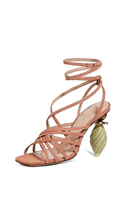 Shop Jacquemus The Pisa Sandals In Dark Nude