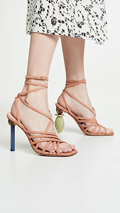 Shop Jacquemus The Pisa Sandals In Dark Nude