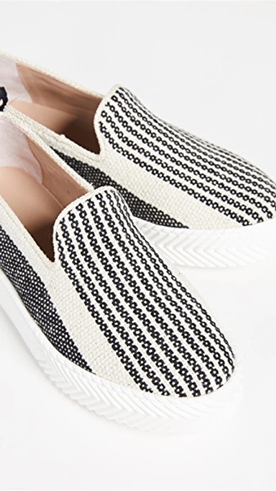 Shop An Hour And A Shower Zigsouk Slip On Sneakers In Black/white Striped