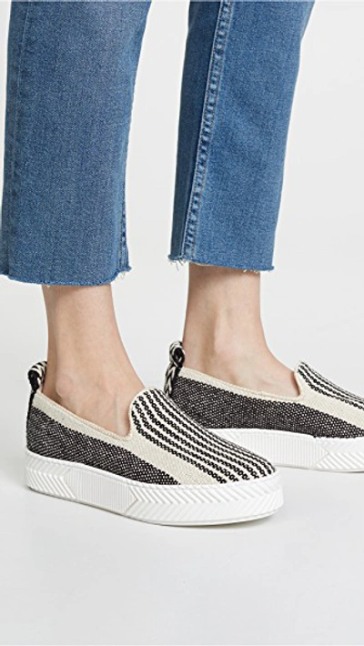 Shop An Hour And A Shower Zigsouk Slip On Sneakers In Black/white Striped