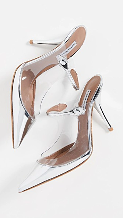 Shop Tabitha Simmons Allie Mules In Silver/clear
