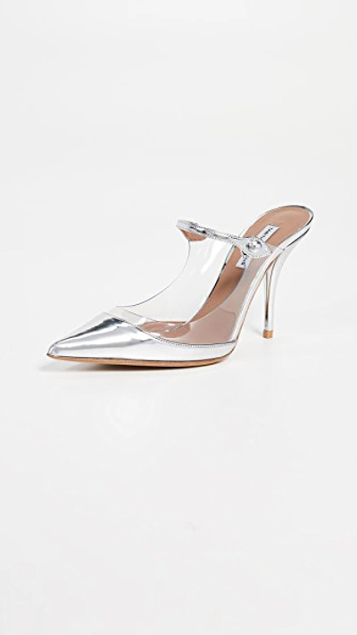 Shop Tabitha Simmons Allie Mules In Silver/clear