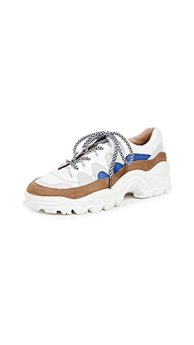 Shop An Hour And A Shower Creamy Trainer Sneakers In White/blue