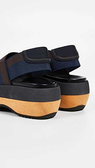 Shop Marni Wedge Two Band Slingback Sandals In Blueblack/black Earth