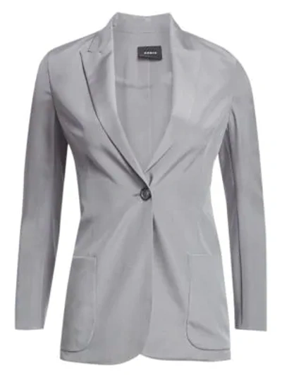 Shop Akris Amandine Silk Crepe Blazer Jacket In Titan