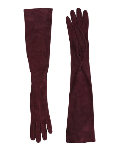 Shop Prada Gloves In Maroon