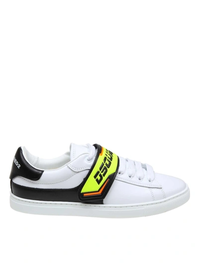 Shop Dsquared2 Sneakers New Tennis In White Leather In White/yellow