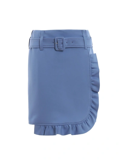 Shop Prada Belted Ruffle Mini Skirt In Pervinca