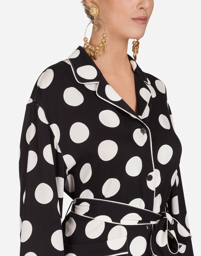 Shop Dolce & Gabbana Polka-dot Print Silk Shirt In Black