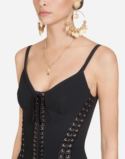 Shop Dolce & Gabbana Stretch Cady Bustier Dress In Black