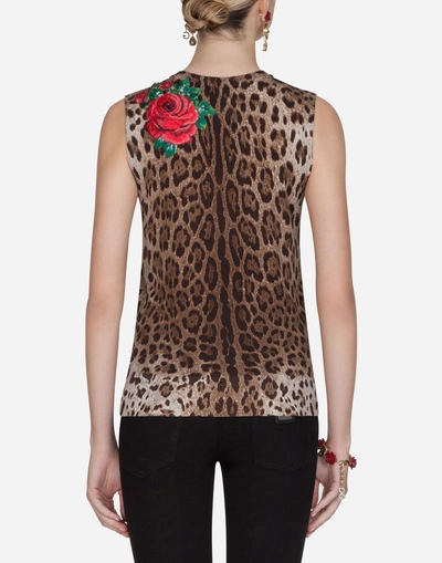 Shop Dolce & Gabbana Sweater In Printed Wool In Leopard Print