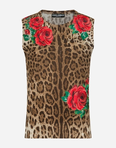 Shop Dolce & Gabbana Sweater In Printed Wool In Leopard Print