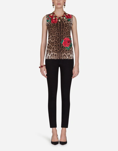 Shop Dolce & Gabbana Sweater In Printed Wool In Leopard Print
