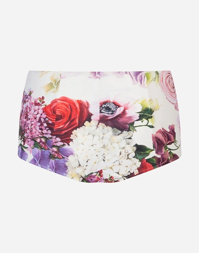 Shop Dolce & Gabbana Printed High-waisted Bikini Bottoms In Floral Print