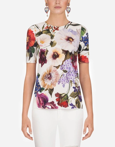 Shop Dolce & Gabbana Floral-print Silk Blouse In Floral Print