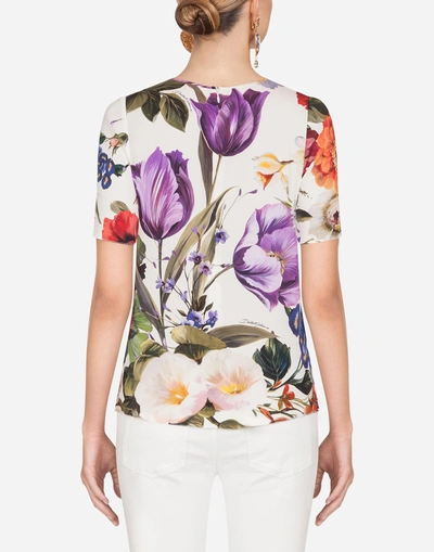 Shop Dolce & Gabbana Floral-print Silk Blouse In Floral Print