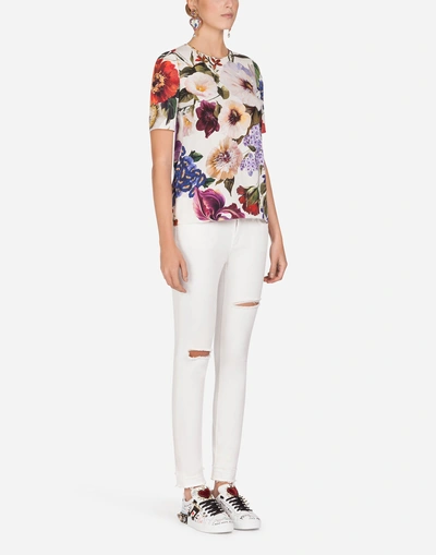 Shop Dolce & Gabbana Floral-print Silk Blouse In Floral Print