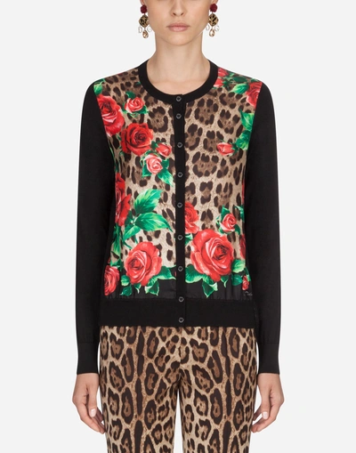 Shop Dolce & Gabbana Cashmere And Silk Cardigan In Multi-colored