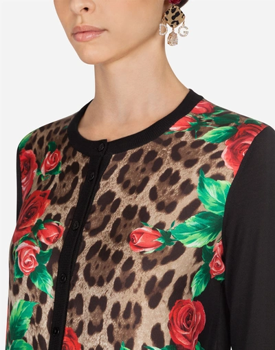 Shop Dolce & Gabbana Cashmere And Silk Cardigan In Multi-colored