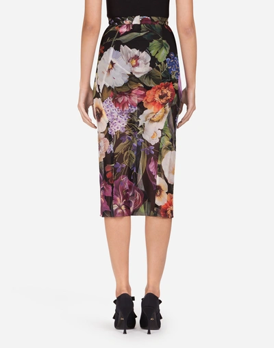 Shop Dolce & Gabbana Floral-print Silk Pencil Skirt In Floral Print