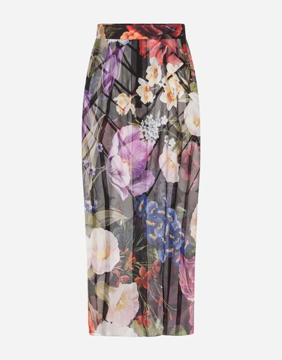 Shop Dolce & Gabbana Floral-print Silk Pencil Skirt In Floral Print