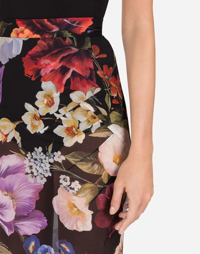 Shop Dolce & Gabbana Floral-print Silk Pencil Skirt In Floral Print