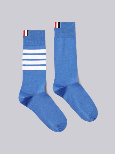 Shop Thom Browne 4-bar Mid-calf Cotton Socks In Blue