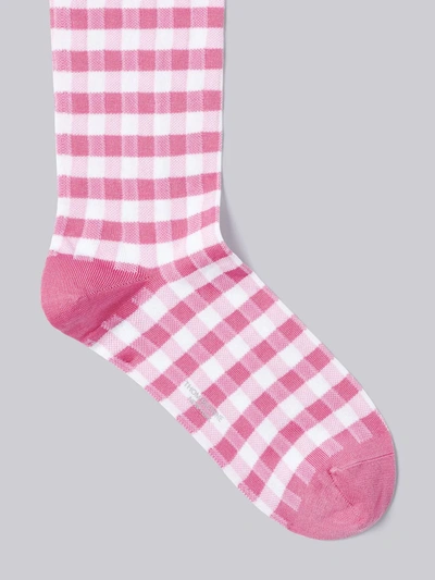 Shop Thom Browne Fun-mix Gingham Mid-calf Socks In Pink