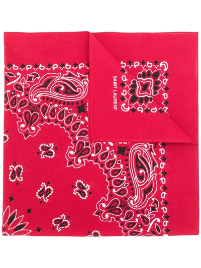 Shop Saint Laurent Bandana Print Scarf - Red