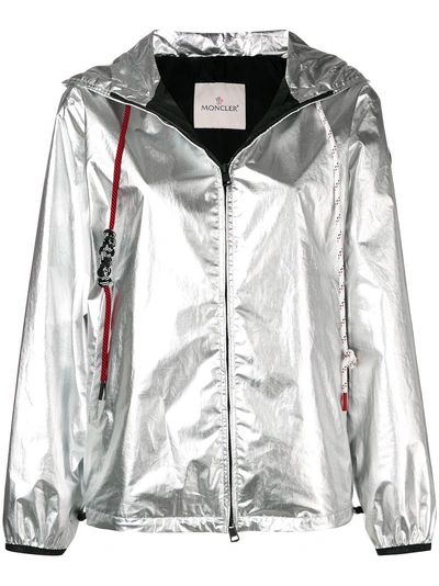 Shop Moncler Hooded Lightweight Jacket - Silver