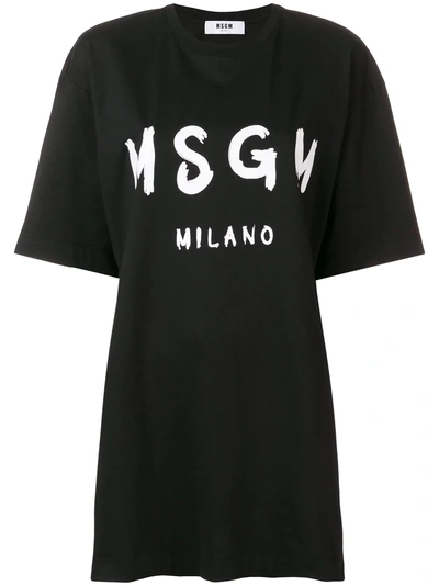 Shop Msgm Printed T-shirt Dress - Black