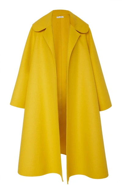 Shop Oscar De La Renta Draped Coat In Yellow