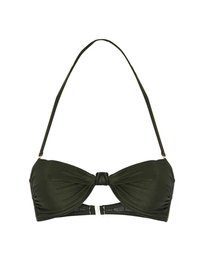 Shop Água De Coco Bikini Tops In Dark Green