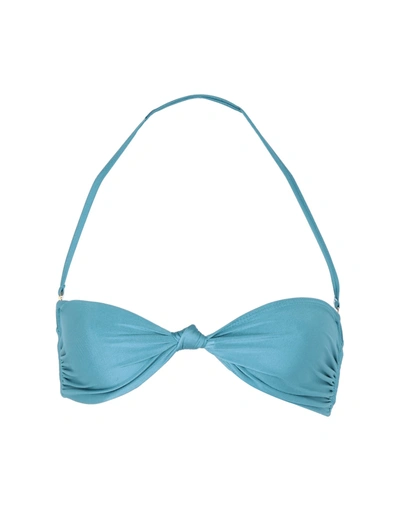 Shop Água De Coco Bikini Tops In Slate Blue
