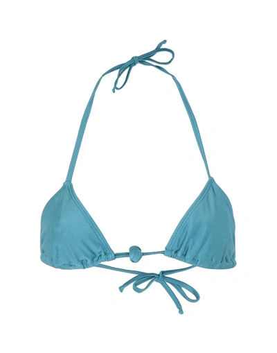 Shop Água De Coco Bikini Tops In Slate Blue