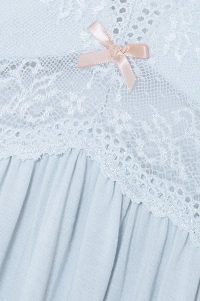 Shop Eberjey Colette The Mademoiselle Lace-trimmed Stretch-modal Jersey Nightdress In Sky Blue