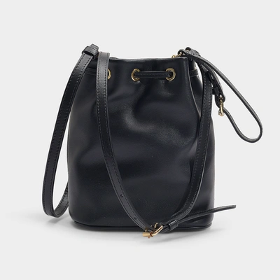 Shop Moschino Logo Bucket Bag In Black Leather