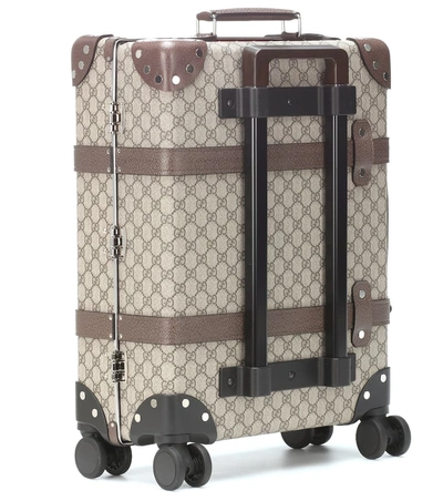 Shop Gucci X Globe-trotter Carry-on Suitcase In Beige