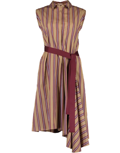 Shop Brunello Cucinelli Striped Grosgrain Belt Dress In Cubano