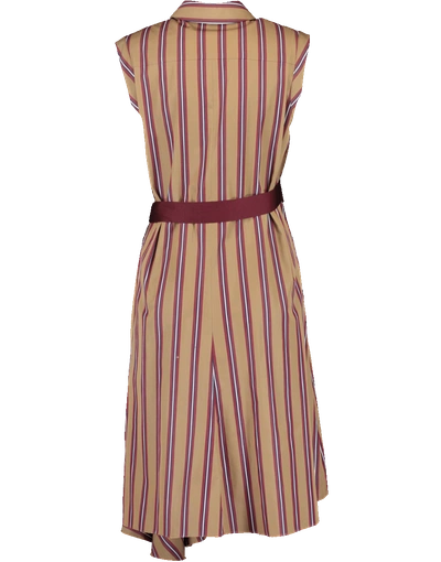 Shop Brunello Cucinelli Striped Grosgrain Belt Dress In Cubano