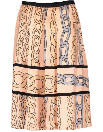 Shop Marni Chain Print Pleated Skirt In Peach