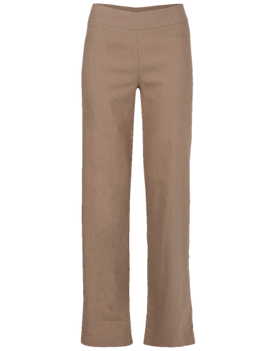 Shop Avenue Montaigne Stretch Linen Trouser In Khaki