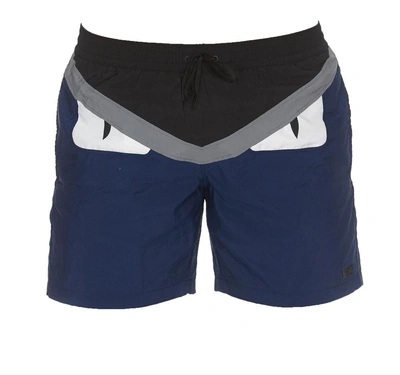 Shop Fendi Bag Bugs Swim Shorts In Blue