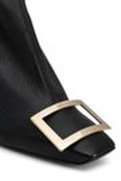 Shop Roger Vivier Cuissard Buckle-embellished Leather Thigh Boots In Black